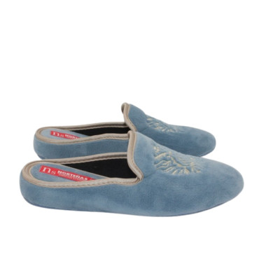 ZAPATILLA CHINELA TERCIOPELO BORDADO JEANS