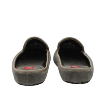 ZAPATILLA CHINELA TERCIOPELO BORDADO GRIS