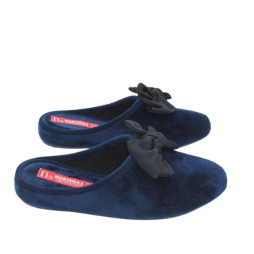 ZAPATILLA CHINELA TERCIOPELO LAZO MARINO