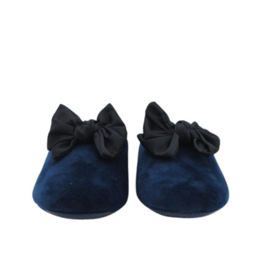 ZAPATILLA CHINELA TERCIOPELO LAZO MARINO