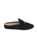 ZAPATILLA CHINELA TERCIOPELO FLOR DE LIS NEGRO