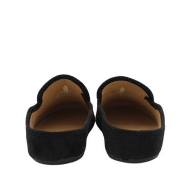 ZAPATILLA CHINELA TERCIOPELO FLOR DE LIS NEGRO
