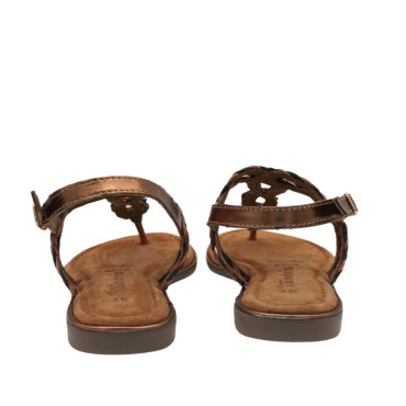 SANDALIA DE PIEL TRENZADA BRONCE