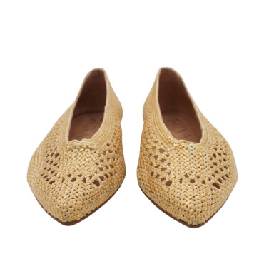 ZAPATO BAJO DE CROCHET ORO