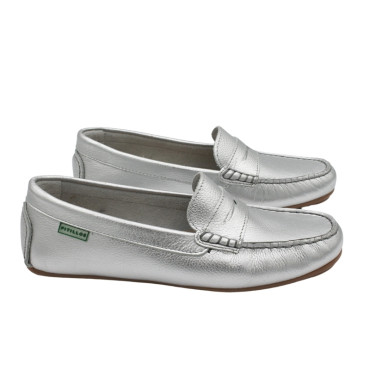 MOCASÍN PIEL METALIZADA PLATA