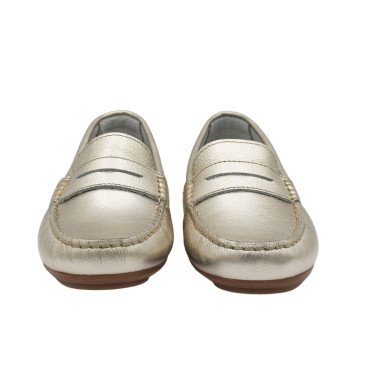 MOCASÍN PIEL METALIZADA ORO