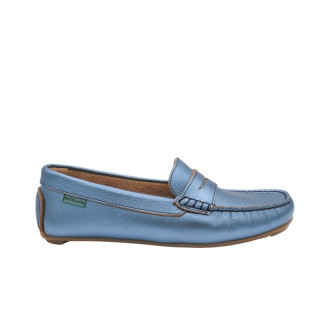 MOCASÍN PIEL METALIZADA AZUL