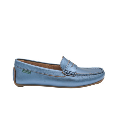 MOCASÍN PIEL METALIZADA AZUL