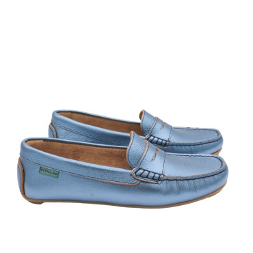 MOCASÍN PIEL METALIZADA AZUL