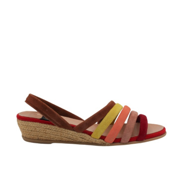 SANDALIA TIRAS MULTICOLOR ROJO