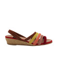 SANDALIA TIRAS MULTICOLOR ROJO