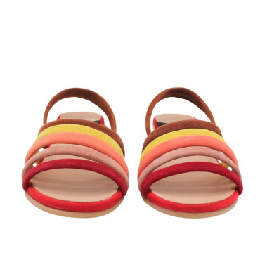 SANDALIA TIRAS MULTICOLOR ROJO