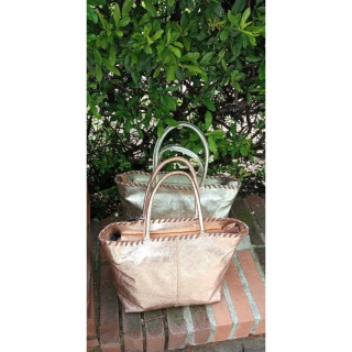 BOLSO CABAS PIEL LAMINADA CHAMPAGNE