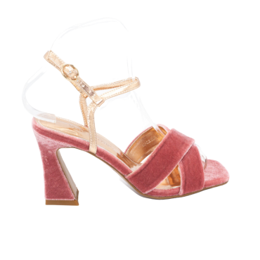SANDALIA CON TIRAS CRUZADAS Y TACÓN ALTO ALTO ROSA
