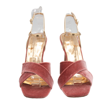 SANDALIA CON TIRAS CRUZADAS Y TACÓN ALTO ALTO ROSA