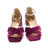 SANDALIA CON TIRAS CRUZADAS Y TACÓN BAJO MAGENTA