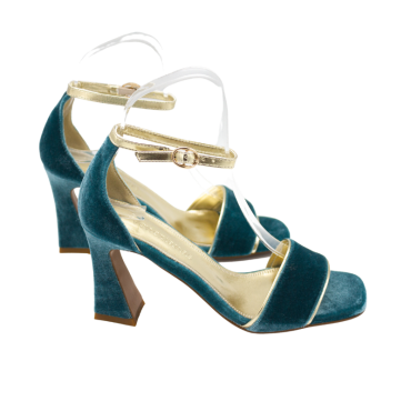 SANDALIA CON TIRA Y TACÓN ALTO AZUL