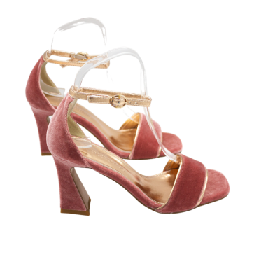 SANDALIA CON TIRA Y TACÓN ALTO ROSA