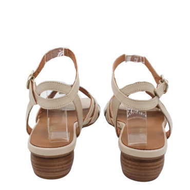 SANDALIAS CON TIRAS BICOLOR BLANCO/BEIGE