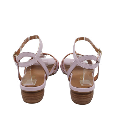 SANDALIAS CON TIRAS BICOLOR LILA/NUDE