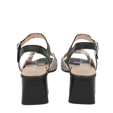 SANDALIA TACON MEDIO PIEL DECORADA NEGRO