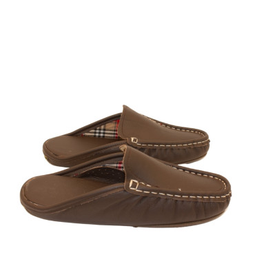 ZAPATILLA MOCASIN CHINELA MARRON