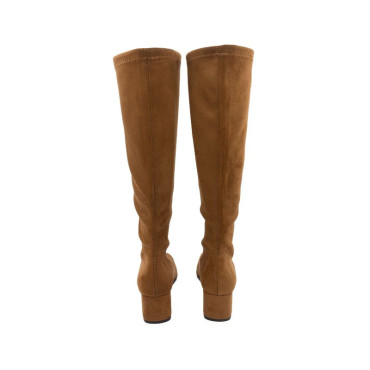 BOTA DE TACÓN ANTE ELASTICO COLOR TABACO