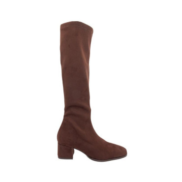 BOTA DE TACÓN ANTE ELASTICO MARRON
