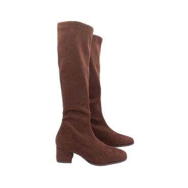 BOTA DE TACÓN ANTE ELASTICO MARRON