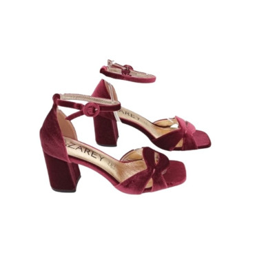 SANDALIA CADENA TERCIOPELO ROSA OSCURO