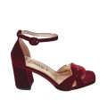 SANDALIA CADENA TERCIOPELO BURDEOS