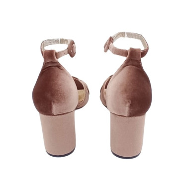 SANDALIA CADENA TERCIOPELO BEIGE