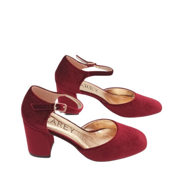 ZAPATO SALON TERCIOPELO BURDEOS