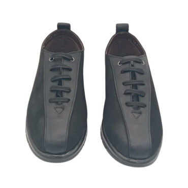 DEPORTIVO CUÑA BAJA NOBUK-PIEL NEGRO