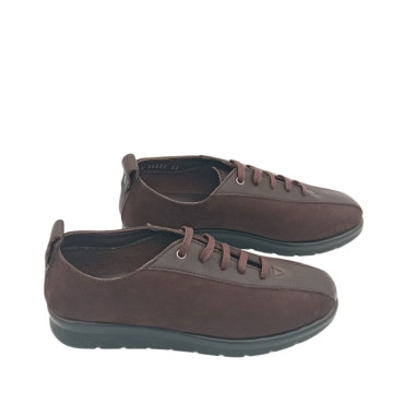 DEPORTIVO CUÑA BAJA NOBUK-PIEL MARRON