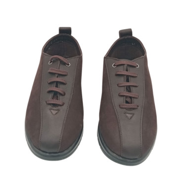 DEPORTIVO CUÑA BAJA NOBUK-PIEL MARRON