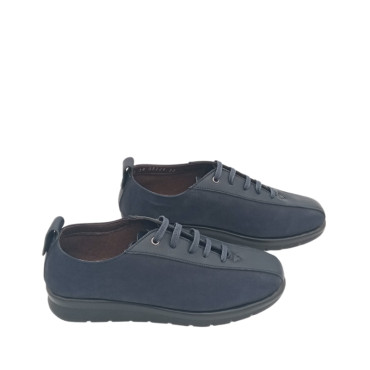 DEPORTIVO CUÑA BAJA NOBUK-PIEL AZUL