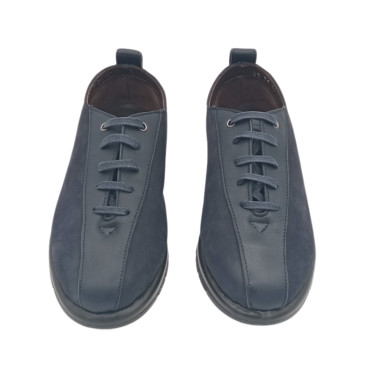 DEPORTIVO CUÑA BAJA NOBUK-PIEL AZUL