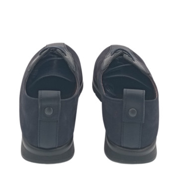 DEPORTIVO CUÑA BAJA NOBUK-PIEL AZUL