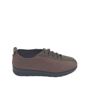 DEPORTIVO CUÑA BAJA NOBUK-PIEL TOPO-VERDE