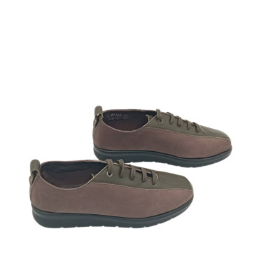 DEPORTIVO CUÑA BAJA NOBUK-PIEL TOPO-VERDE