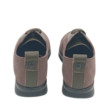 DEPORTIVO CUÑA BAJA NOBUK-PIEL TOPO-VERDE