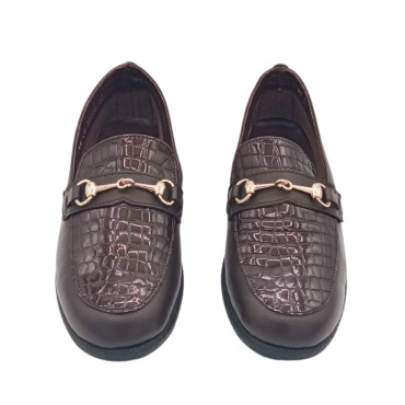 MOCASIN CUÑA BAJA PALA GRABADA MARRON