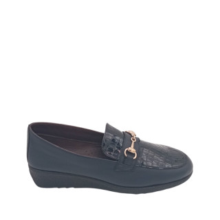 MOCASIN CUÑA BAJA PALA GRABADA ZUL