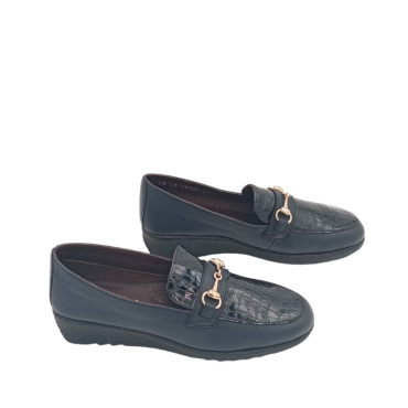 MOCASIN CUÑA BAJA PALA GRABADA ZUL