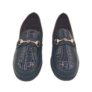 MOCASIN CUÑA BAJA PALA GRABADA ZUL