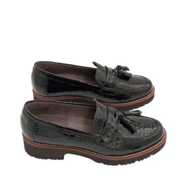 MOCASIN CON BORLAS COCO CHAROL NEGRO