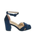 SANDALIA CADENA TERCIOPELO MARINO