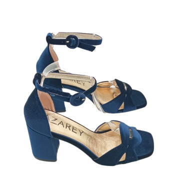 SANDALIA CADENA TERCIOPELO MARINO