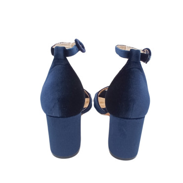 SANDALIA CADENA TERCIOPELO MARINO